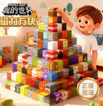 Minecraft Magnetic Blocks Authentic Children's Boys' Building Bricks Toy Gift for Boys Magnetic Early Education Large Particles