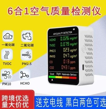 6-in-1 Carbon Monoxide Detector, CO, Carbon Dioxide, Formaldehyde, TVOC, PM2.5, PM10 Air Quality Monitor