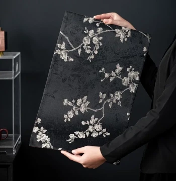 Chinese Style Tea Mat Light Luxury Chinese Brocade Rose Begonia Tea Flag Cup Coaster Heat Insulation Pad Tea Ceremony Tea Mat Tea Table Cloth