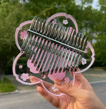 Crystal Cherry Blossom Kalimba Thumb Piano with Panda Paw Design, 21-Key Acrylic Board for Beginners and Professionals