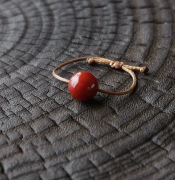 Daxian's Beads 'Morning Light' Single Bead Loose Beads Southern Red Agate Ring Women Niche Design 2025 New Hot Seller