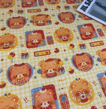 (Copyrighted Pattern) 100% Cotton 8oz Canvas High-Density Felt Bear Bag, Tablecloth, Overalls, Jacket Fabric