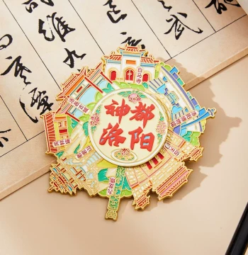 Henan Luoyang Landmark Quicksand Cultural Creative Souvenir, Popular Tourist Attraction Gift, Creative Metal Refrigerator Magnet