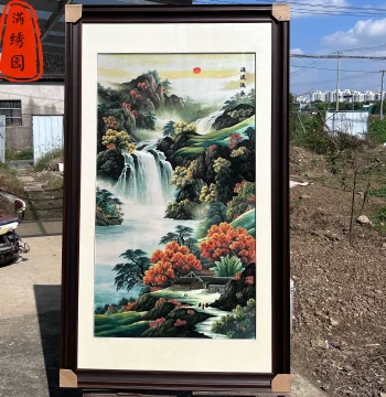 Endless Origins Intangible Cultural Heritage Pure Handmade Su Embroidery Large Traditional Chinese Painting Decorative Art Landscape Villa Foyer Living Room Wall Hanging