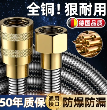 All-Copper Explosion-Proof Shower Hose Shower Pipe Bath Heater Electric Water Heater Universal High-Flow Spray Water Pipe Booster