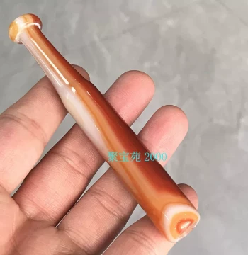 Vintage Dry Tobacco Pipe Accessories, Chalcedony Health Filter, Natural Red Agate Striped Mouthpiece, Men's Jade Pipe Tip