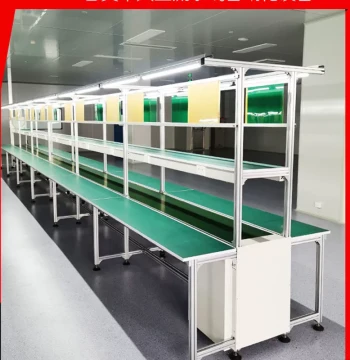 Electronic Factory Workshop Assembly Line Conveyor Belt: Automated Production Line Packaging Belt Conveyor Workbench