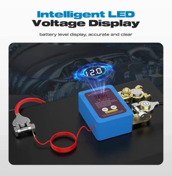 Car Kill Switch 12V 240A Remote Battery Disconnect Switch with LED Voltage Display