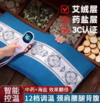 Electric Heating Salt Hot Compress Pack, Coarse Sea Salt Electro-Therapy Bag with Mugwort for Shoulder, Neck, and Waist Relief