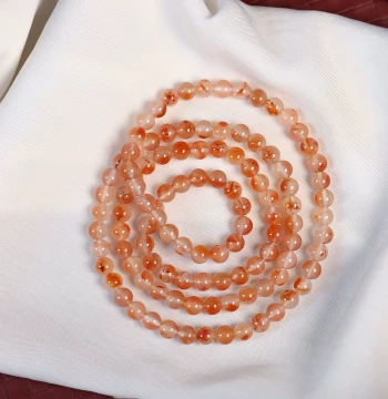 Natural Southern Red Agate Ice-Floating Koi Color Multi-Loop Bracelet, Unisex Southern Red Agate Floating Flower Beaded Buddhist Bracelet