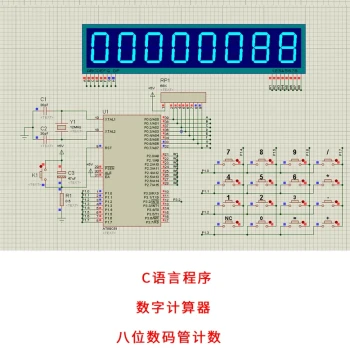 Digital Calculator Design Based on 51 Microcontroller + Proteus Simulation, Addition, Subtraction, Multiplication, Division, 8-Digit LED Display