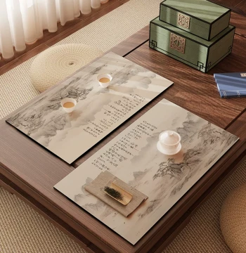 New Chinese Zen Tea Mat, Chinese Style Table Runner, Diatomite Water-Absorbing Drainage Pad, Quick-Dry Tea Table Cloth, Dry Brew Cup Mat