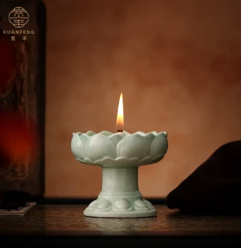 Ceramic Ghee Lamp for Home Use, Offering Lamp for Buddha, Sesame Oil Lamp, Eternal Lamp Before Buddha Statue, Tea Ceremony Zen Aromatic Oil Buddha Lamp Ornament