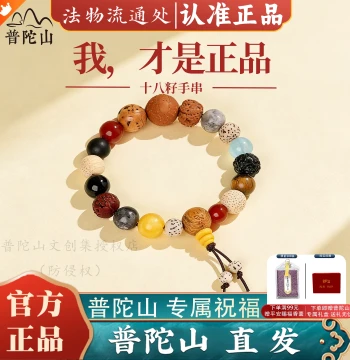 Putuoshan Official Authentic Eighteen-Seed Bracelet Women's Multi-Gem Bodhi Prayer Beads Cultural Play Bracelet Men's Birthday Gift