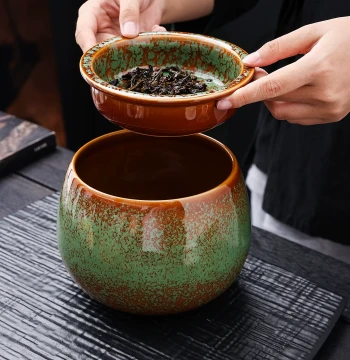 Dry-Wet Separation Ceramic Tea Waste Bin, Desktop Household Filtered Water Bowl, Tea Table Wastewater Bucket, Ashtray, Tea Ceremony Accessories