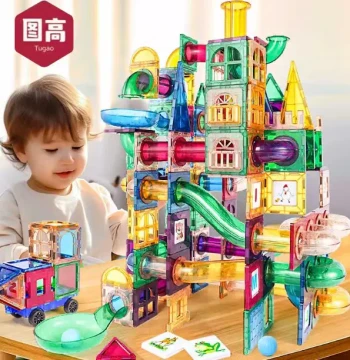 Pipeline Track Magnetic Tiles Children's Educational Toys Boys Girls Puzzle Gift Super Strong Magnetic Color Window Building Blocks