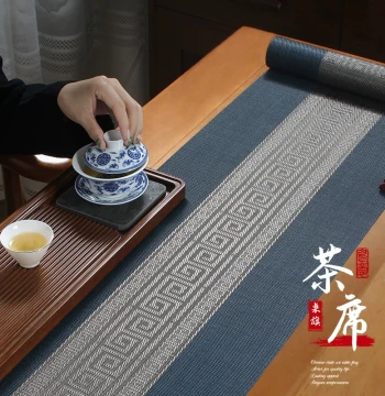Chinese Style Tea Table Runner: New Chinese Zen Aesthetic, Luxury High-End Waterproof Tea Mat for Tea Tables and Accessories