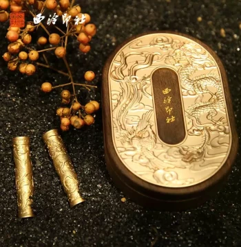 [Xiling Seal Art Society] Phoenix and Dragon Harmony Set, Couple's Seal Gift Box with Custom Engraving, Brass Metal Seals for Couples, Wedding Gifts, Private Customization, Seal Carving, Marriage Certificate, New Wedding, Chinese Style