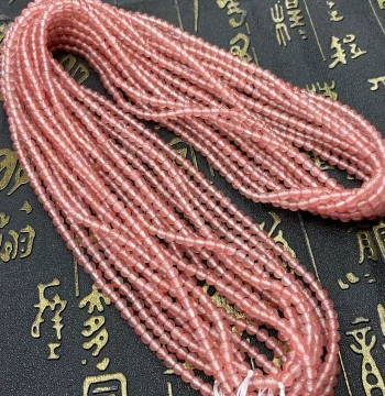 3.8mm Natural Southern Red Agate Bracelet for Women, Ice-Float Ice-Pink Round Beads with Spacer Beads, Authentic Gift Jewelry