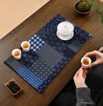 Premium Chinese Tea Mat Patchwork Printed Tea Runner Fabric Small Tea Cloth Zen Teacup Coaster Retro Tea Table Mat Cloth