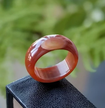 Lucky Shield 18.8 Natural Strange Stone Chalcedony Red Agate Ring for Women and Men, Running Ring with Certificate 2123