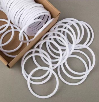 5-Pack White Plastic Rings, Circles, and Hearts - PP Rings for DIY Handmade Bags, Weaving, Car Charms, and Dreamcatchers
