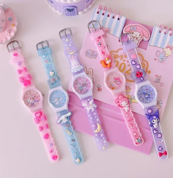 Cartoon Silicone Big-Eared Dog Kuromi Melody Kids Student Decorative Watch, Girly 3D Stereo Waterproof Watch