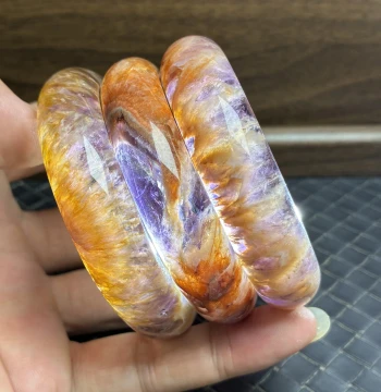Xiuba Jewelry Natural Amethyst Firework Aurora Feather Super Seven Gold Rutilated Quartz Bracelet, Live Stream Exclusive