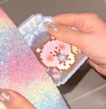 Perler Beads Ironing Paper with Glitter Rainbow Gradient Glitter Fabric for DIY Crafts, Thick Sparkly Sequin Cloth