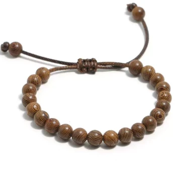 Simple Drawstring Wooden Bead Bracelet Personalized Small Gift for Men and Women Retro Adjustable Beaded Jewelry