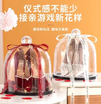 Wedding Shoe Box Ring Toss Game Props for Door Blocking Ceremony Acrylic Hidden Shoe Box Password Lock Decoration Materials