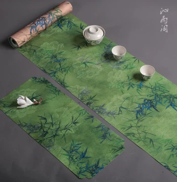 Gambiered Canton Gauze Double-Sided Tea Mat, High-End Brocade Embroidered Dry Brewing Pad, Tea Table Cloth, New Chinese Zen Style Fabric Waterproof Table Runner