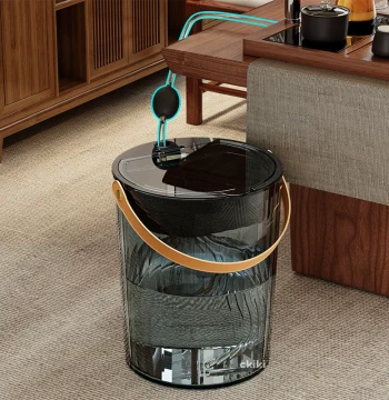 Luxury High-End Tea Water Bucket for Tea Tables, Specialized Waste Water Container with Dry-Wet Separation for Tea Residue and Garbage