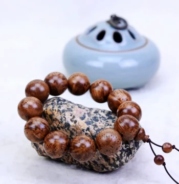 Beijing Old Ma Li Ge Da Bracelet 20 Wood Buddhist Beads Northern Yellow Pearls Round Prayer Beads for Men's Collectibles Ming & Qing Style