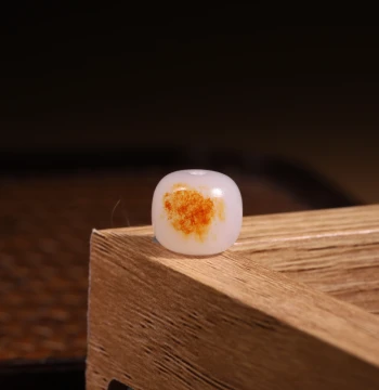 11mm White Jade Old-Style Beads: Xinjiang Hetian Jade Seed Material with Sprinkled Gold Skin, Single Loose Bead for Multi-Gem Bracelets