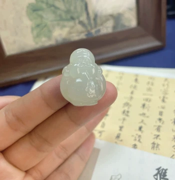 Xinjiang Hetian Jade Clear Water God of Wealth Natural Jade Pendant