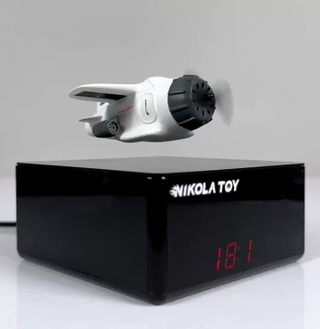 NIKOLATOY Clock Handmade Suspended Airplane Cute Desktop Electronic Creative Ornament Black Technology Gift