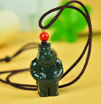 Xinjiang Natural Hetian Jade Green Jade Big Bear Pendant, Large Bear Necklace Pendant, Multiple Styles of Jade Ornamental Hangings