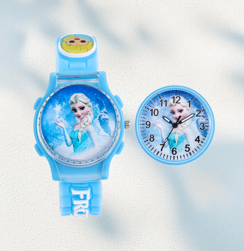 Elsa Princess Children's Watch Decorative Accessory, Girls' Electronic Watch, Rotatable Toy Watch, Elsa Birthday Gift