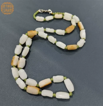 Seed Material Mutton Fat Jade Necklace 'Cicada Stuns the World' Natural Xinjiang Hetian White Jade Seed Necklace