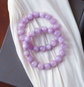 Special Offer: High-Value Natural Kunzite Round Bead Bracelet for Women, Purple Crystal Jewelry Gift