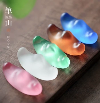 Wenxintang Glass Brush Rest & Paperweight Set: Creative Calligraphy Brush Holder, Cute Stand for Chinese Painting & Writing