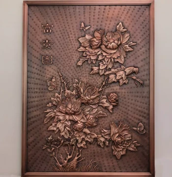 Copper Relief Copper Plate Print Wealth Map, Forged Copper Purple Copper Relief Painting, Exterior Wall Relief Mural, Copper Plate Engraving Customization