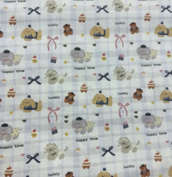 Per Meter Price Designer Style 40 Full Cotton Poplin Plaid Elephant Lolita Skirt Shirt Cotton Coat Intestine Ring Fabric
