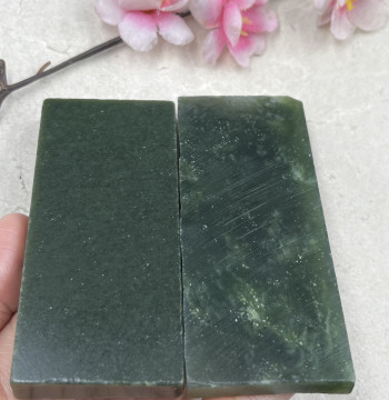Price for 2 Pieces: Xinjiang Hetian Jade Green Jade Clear Water Paperweight/Ruler Offcuts, Whetstone Raw Material Scraps with Free Shipping