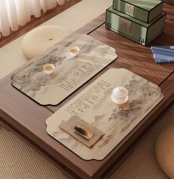New Chinese Style Zen Tea Mat Chinese Style Table Runner Diatom Mud Drainage Pad Absorbent Tea Table Cloth Dry Brewing Cup Mat