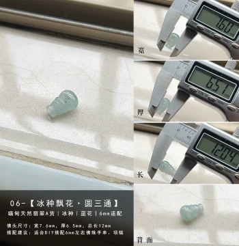 Jadeite Three-Way Bead | Freeform | Lu Lu Tong | Ice Species with Floating Flowers | Ice Black Chicken Burmese Natural Grade A Jadeite