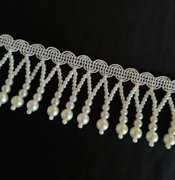 Jiangweier Pearl Chain Hanfu Stage Costume Handmade DIY Lace Trim Webbing Beaded Tassel Pendant Accessories