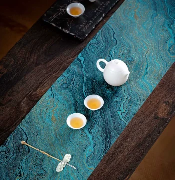 2026 New Double-Sided Waterproof Tea Mat Table Runner New Chinese Style Gilded Zen Light Luxury Tea Mat Tea Pad Tablecloth