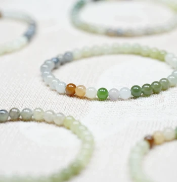 Gift a Branch of Spring Small Duo Bao Hetian Jade 5mm Qing Water White Jade Sugar Jade Blue-and-White Seed Round Bead Bracelet for Women